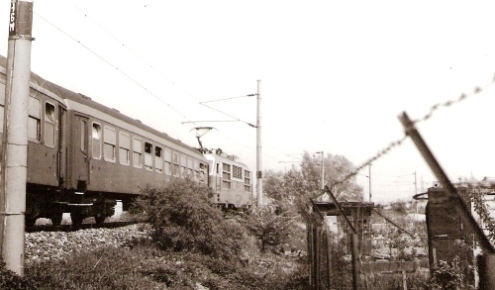  Bratislava - ES 499.0 s rýchlikom idúci na spojke z Ba predmestie do Odb Močiar. Text: ES 499.008 na odbočke Močiar. Foto: Z. Piešová, 1986. 130 x 90 