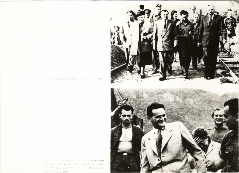  K. Gottwald a V. Široký na Trati mládeže, autor Rákayová, miesto neznáme, 1949, dve fotky, repro z knihy: Patschová 