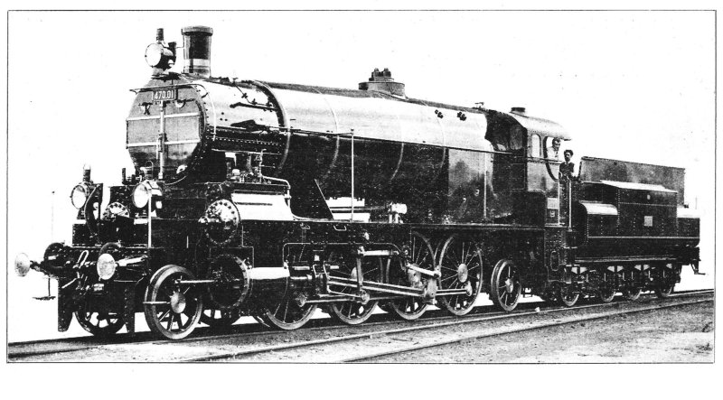  Parný rušeň 470.01 KKStB. Pohľad zľava zpredu. Foto: Anon., cca 1914. Repro: K. Vaculovič. 168 x 84 